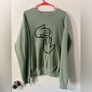 Green Michigan Sweatshirt with Hand Graphic